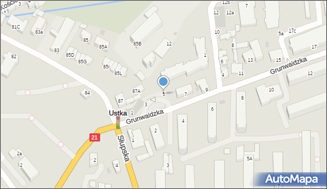 Ustka, Grunwaldzka, 5, mapa Ustka