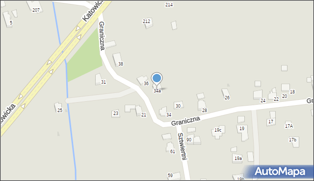 Ustroń, Graniczna, 34a, mapa Ustroń
