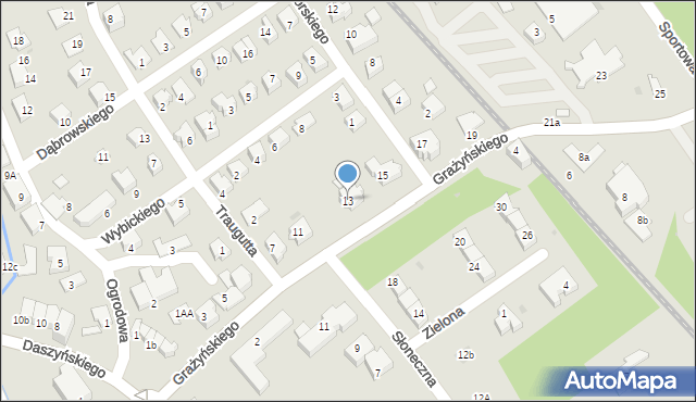 Ustroń, Grażyńskiego Michała, dr., 13, mapa Ustroń
