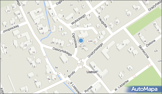 Ustroń, Grażyńskiego Michała, dr., 1A, mapa Ustroń