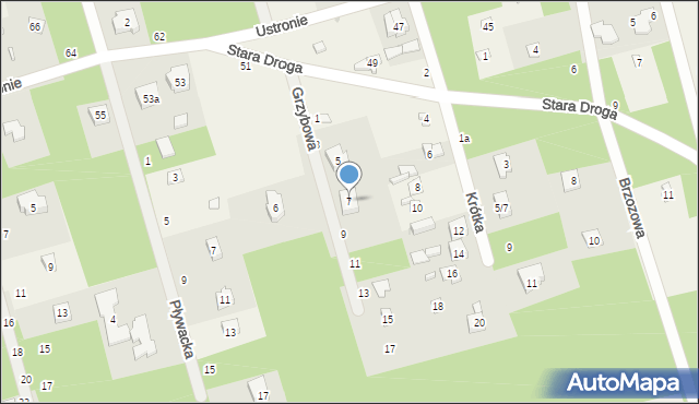 Ustronie, Grzybowa, 7, mapa Ustronie