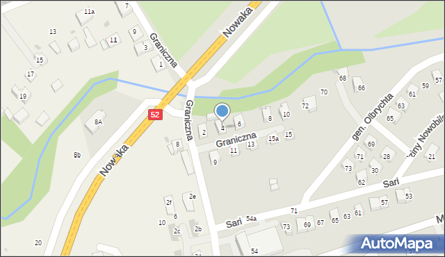 Wadowice, Graniczna, 4, mapa Wadowice