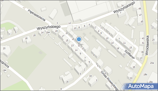 Wałbrzych, Grota-Roweckiego Stefana, gen., 12, mapa Wałbrzycha