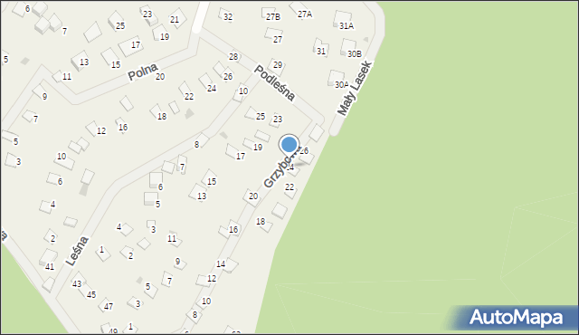 Warchały, Grzybowa, 24, mapa Warchały