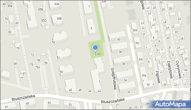 Warszawa, Grejpfrutowa, 3, mapa Warszawy