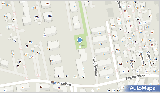 Warszawa, Grejpfrutowa, 3, mapa Warszawy