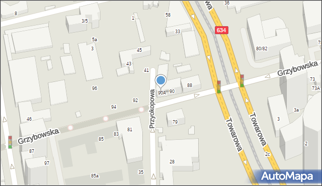 Warszawa, Grzybowska, 90A, mapa Warszawy