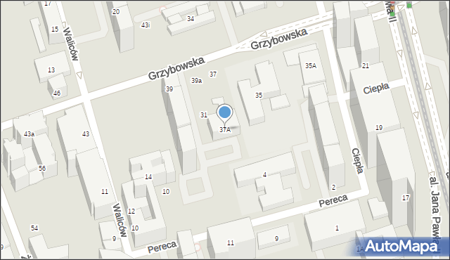 Warszawa, Grzybowska, 37A, mapa Warszawy