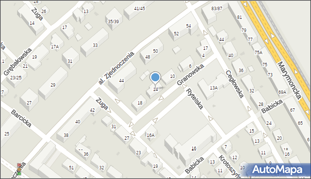 Warszawa, Granowska, 14, mapa Warszawy