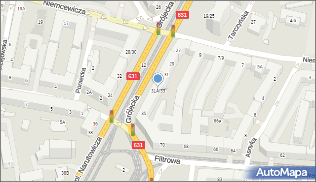 Warszawa, Grójecka, 31A/33, mapa Warszawy