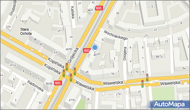 Warszawa, Grójecka, 43, mapa Warszawy
