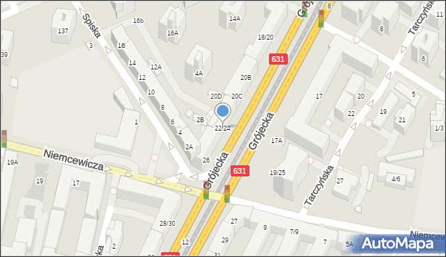 Warszawa, Grójecka, 22/24, mapa Warszawy