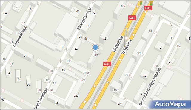 Warszawa, Grójecka, 116, mapa Warszawy