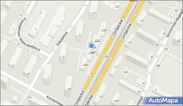Warszawa, Grójecka, 128B, mapa Warszawy
