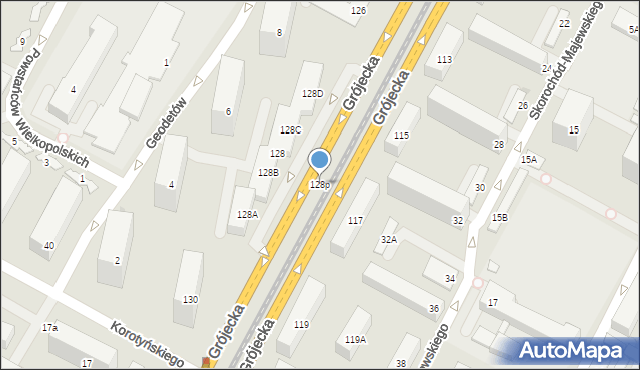 Warszawa, Grójecka, 128p, mapa Warszawy