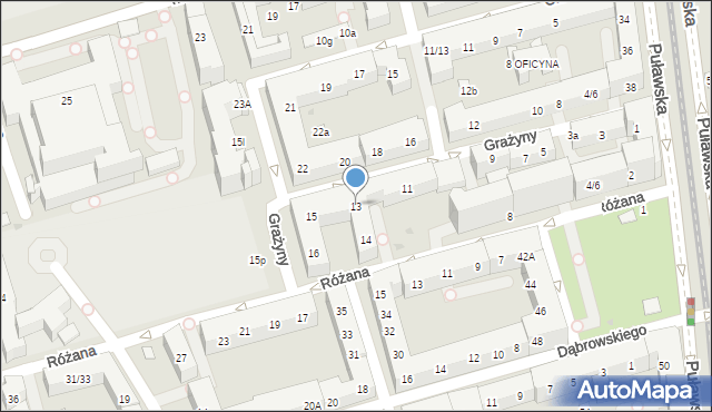 Warszawa, Grażyny, 13, mapa Warszawy