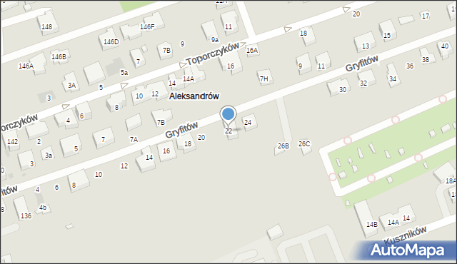 Warszawa, Gryfitów, 22, mapa Warszawy