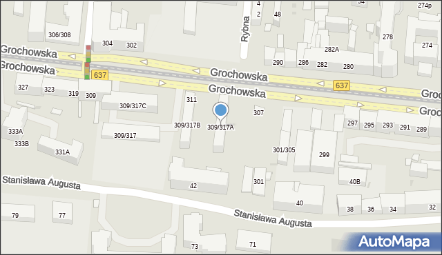 Warszawa, Grochowska, 309/317A, mapa Warszawy