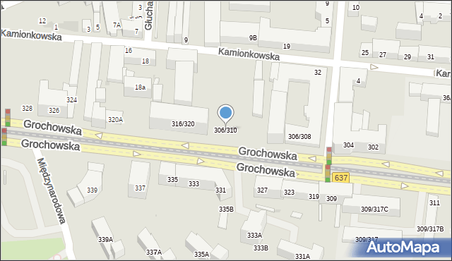 Warszawa, Grochowska, 306/310, mapa Warszawy