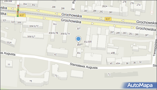 Warszawa, Grochowska, 303, mapa Warszawy