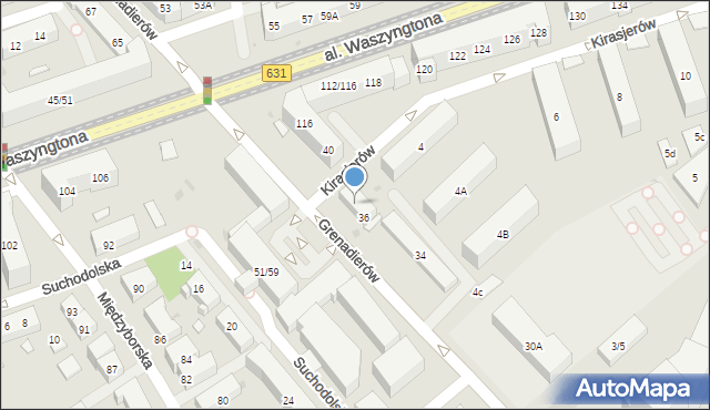 Warszawa, Grenadierów, 38, mapa Warszawy