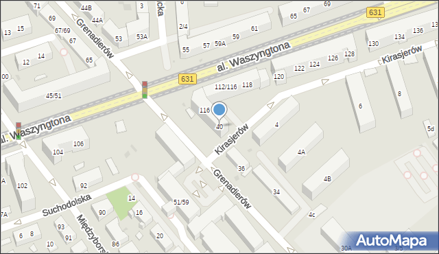 Warszawa, Grenadierów, 40, mapa Warszawy