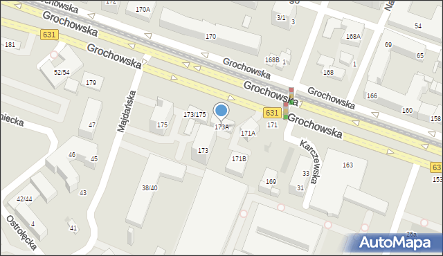 Warszawa, Grochowska, 173A, mapa Warszawy