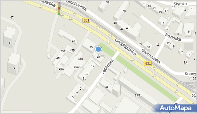 Warszawa, Grochowska, 43, mapa Warszawy