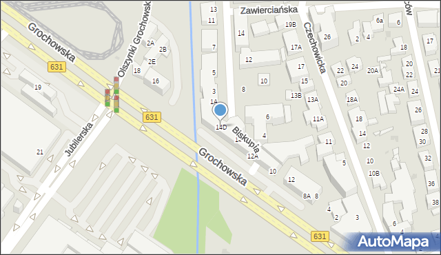 Warszawa, Grochowska, 14D, mapa Warszawy