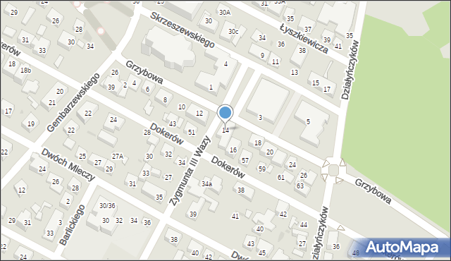 Warszawa, Grzybowa, 14, mapa Warszawy