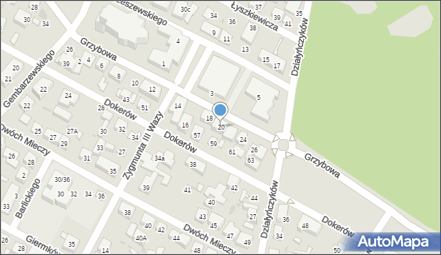 Warszawa, Grzybowa, 20, mapa Warszawy