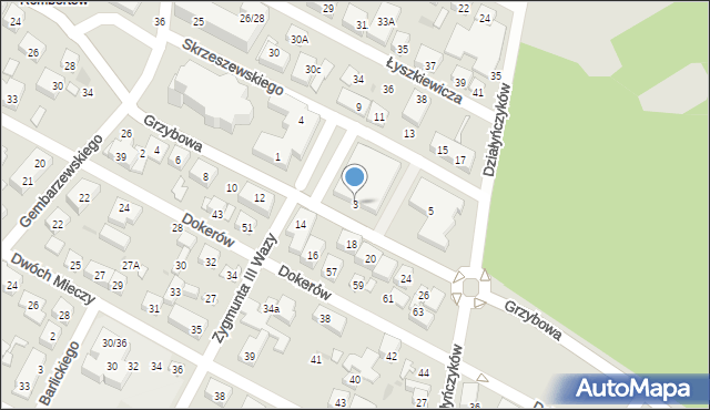 Warszawa, Grzybowa, 3, mapa Warszawy