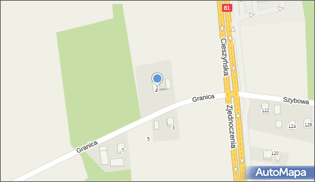 Warszowice, Granica, 6, mapa Warszowice