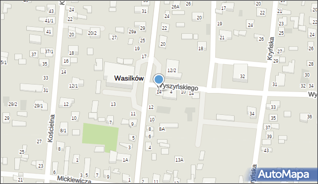 Wasilków, Grodzieńska, 14, mapa Wasilków