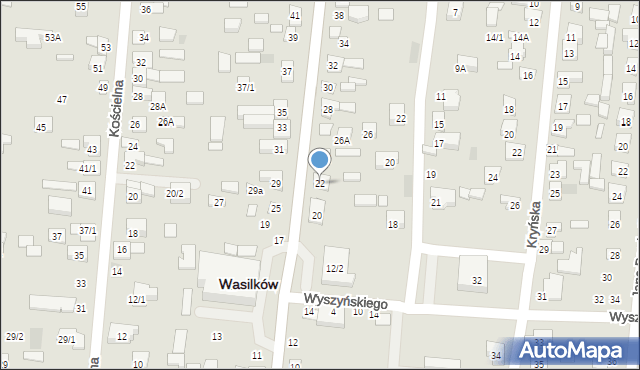 Wasilków, Grodzieńska, 22, mapa Wasilków