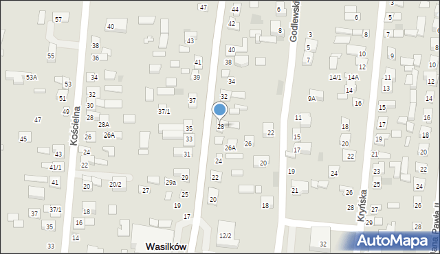 Wasilków, Grodzieńska, 28, mapa Wasilków