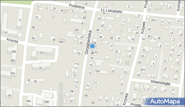 Wasilków, Grodzieńska, 80, mapa Wasilków