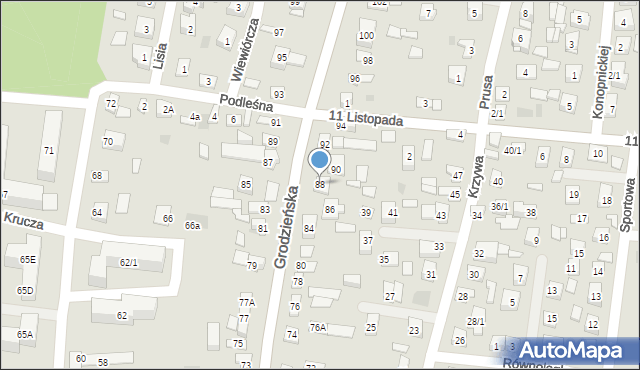 Wasilków, Grodzieńska, 88, mapa Wasilków