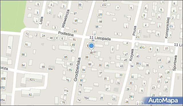 Wasilków, Grodzieńska, 90, mapa Wasilków