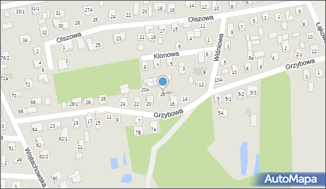 Wasilków, Grzybowa, 18, mapa Wasilków