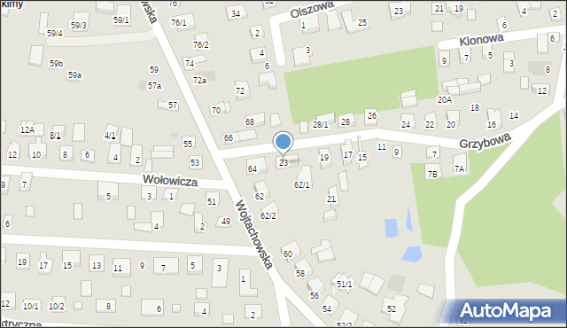 Wasilków, Grzybowa, 23, mapa Wasilków