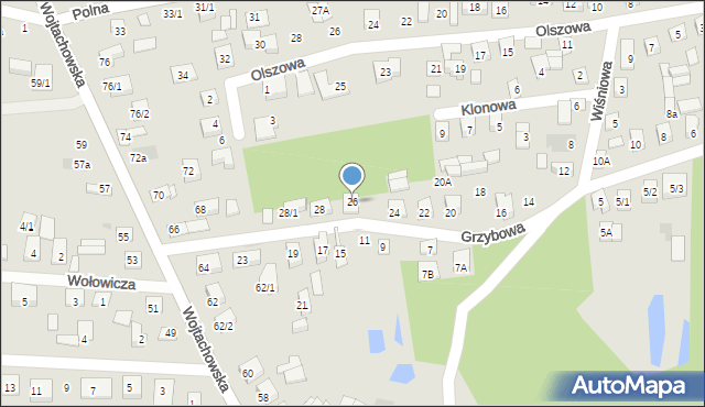 Wasilków, Grzybowa, 26, mapa Wasilków