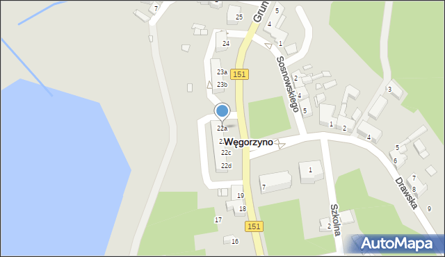 Węgorzyno, Grunwaldzka, 22a, mapa Węgorzyno