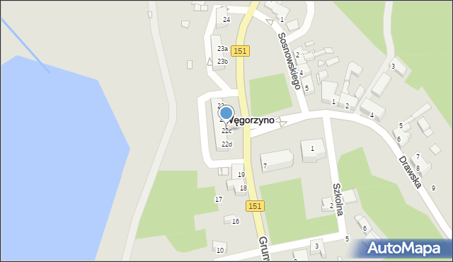 Węgorzyno, Grunwaldzka, 22c, mapa Węgorzyno