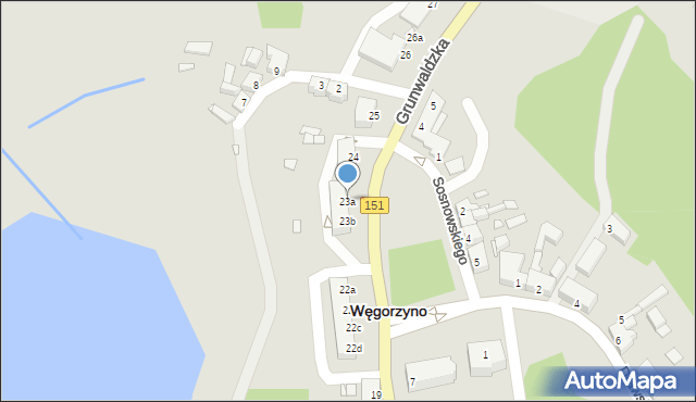 Węgorzyno, Grunwaldzka, 23a, mapa Węgorzyno