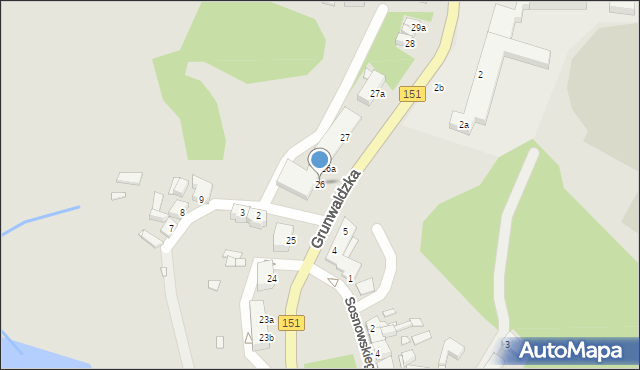 Węgorzyno, Grunwaldzka, 26, mapa Węgorzyno