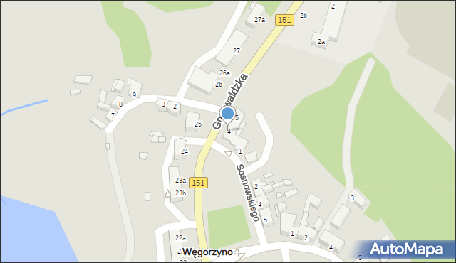 Węgorzyno, Grunwaldzka, 4, mapa Węgorzyno