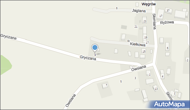 Węgrów, Gryczana, 4, mapa Węgrów