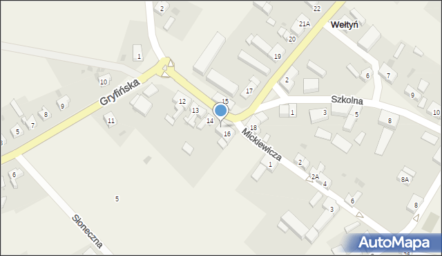 Wełtyń, Gryfińska, 16a, mapa Wełtyń