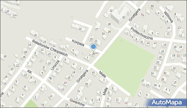 Wieliczka, Grottgera Artura, 20, mapa Wieliczka